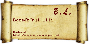 Bozsányi Lili névjegykártya